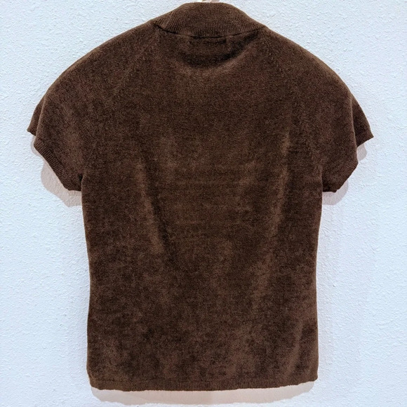 Vintage 90's Kasper Sweater Soft Short Raglan Sleeves Mock Neck Brown Sz Medium - Picture 3 of 10